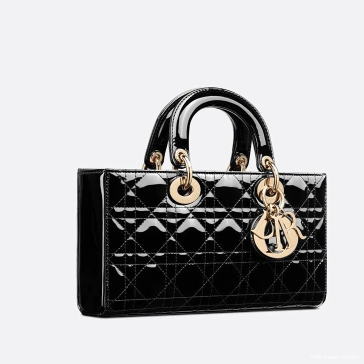 Cheap Lady D-Joy Medium Cannage Patent Calfskin Bag Black 0817 Luxury